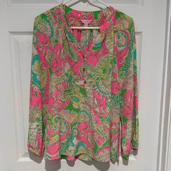 Lilly Pulitzer Tops - Lilly Pulitzer vibrant blouse Colorful Paisley Blouse